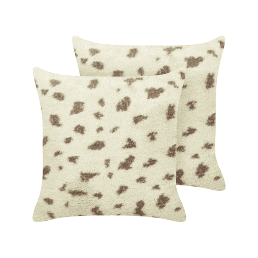 Conjunto de 2 almofadas decorativas KASRA Imitação de pele 45 x 45 cm Creme Padrão abstracto