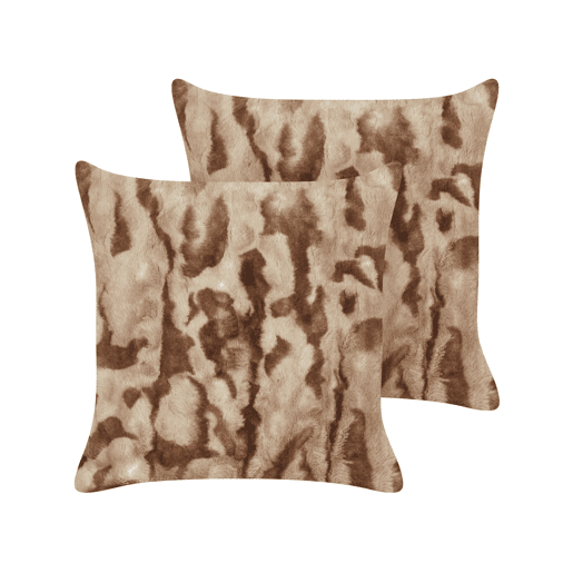 Conjunto de 2 almofadas decorativas BAKIRA Imitação de pele 45 x 45 cm Castanho Padrão abstracto