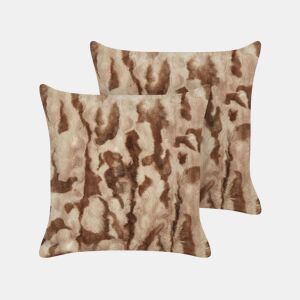 Conjunto de 2 almofadas decorativas BAKIRA Imitação de pele 45 x 45 cm Castanho Padrão abstracto
