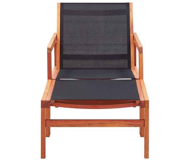 Silla de jardin con reposapiés madera de eucalipto y textilene