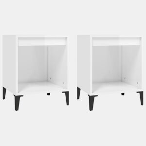 vidaXL Mesas de cabeceira 2 pcs 40x35x50 cm branco brilhante