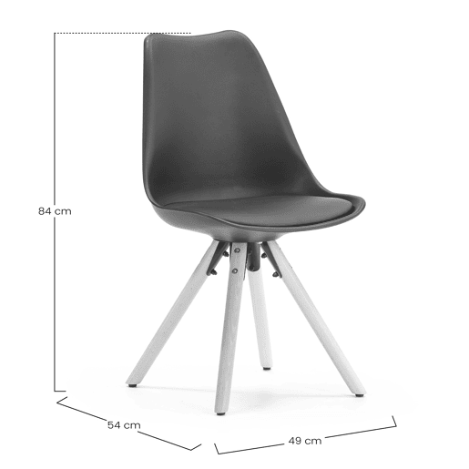 Conjunto de mesa 80x80 cm e 4 cadeiras de jantar Jeff pretas