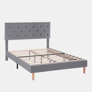 Cama estofada Rosi 30 cm, 140x190 cm, cinza escuro
