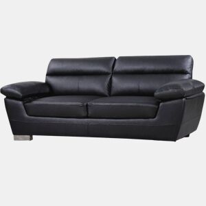 Sofá fixo em couro colado e PVC Dallas - 210 X 88 X 90 cm - 3 lugares - Preto