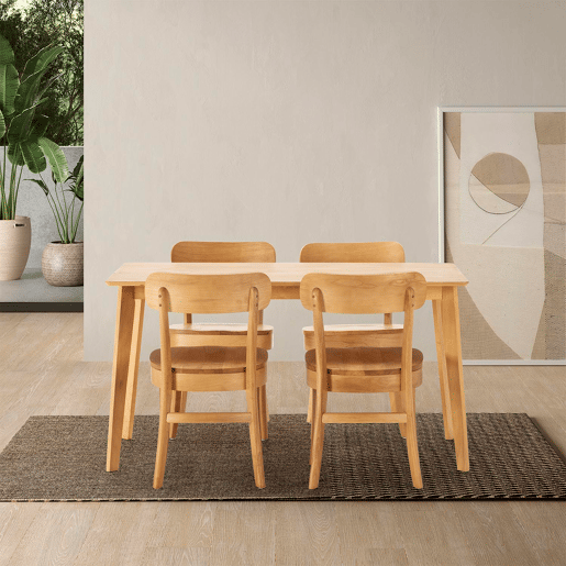 Conjunto de mesa 140x80 cm e 4 cadeiras de jantar Nala Carvalho
