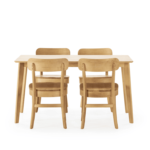 Conjunto de mesa 140x80 cm e 4 cadeiras de jantar Nala Carvalho