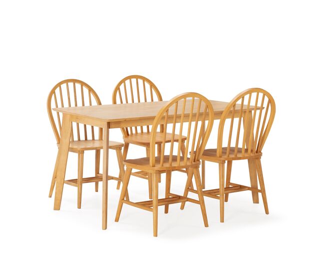 Juego de mesa 140x80 cm y 4 sillas de comedor clarck color roble