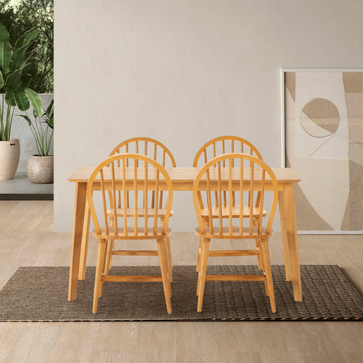 Conjunto de mesa 140x80 cm e 4 cadeiras de jantar Clarck Carvalho