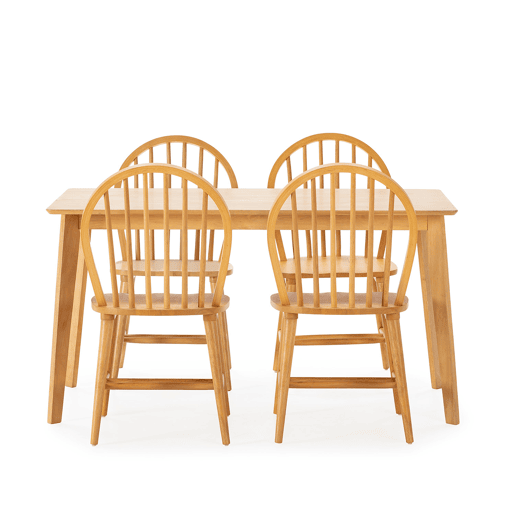 Conjunto de mesa 140x80 cm e 4 cadeiras de jantar Clarck Carvalho
