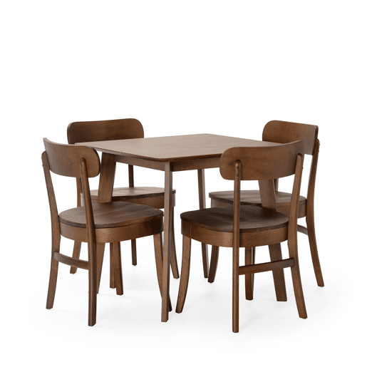 Conjunto de mesa 80x80 cm e 4 cadeiras de jantar Nala Nogueira