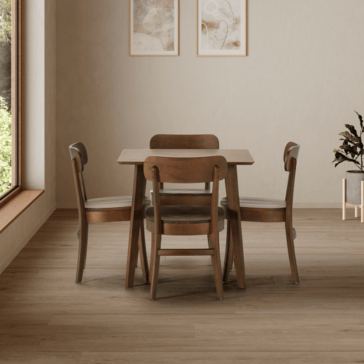 Conjunto de mesa 80x80 cm e 4 cadeiras de jantar Nala Nogueira