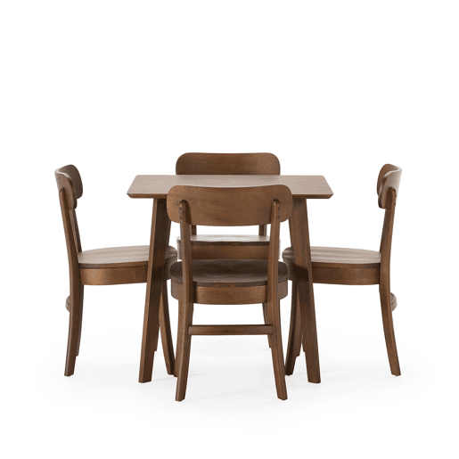 Conjunto de mesa 80x80 cm e 4 cadeiras de jantar Nala Nogueira
