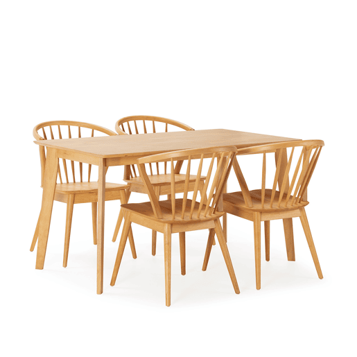 Conjunto de mesa 140x80 cm e 4 cadeiras de jantar Mura Carvalho