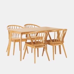 Conjunto de mesa 140x80 cm e 4 cadeiras de jantar Mura Carvalho