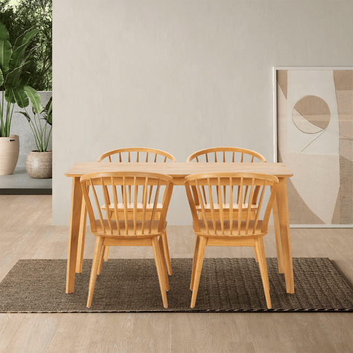 Conjunto de mesa 140x80 cm e 4 cadeiras de jantar Mura Carvalho