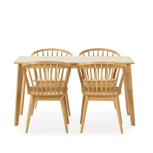 Conjunto de mesa 140x80 cm e 4 cadeiras de jantar Mura Carvalho