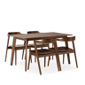 Conjunto de mesa 140x80 cm e 4 cadeiras de jantar Venus Nogueira