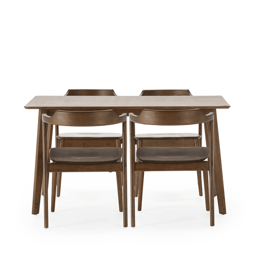 Conjunto de mesa 140x80 cm e 4 cadeiras de jantar Venus Nogueira