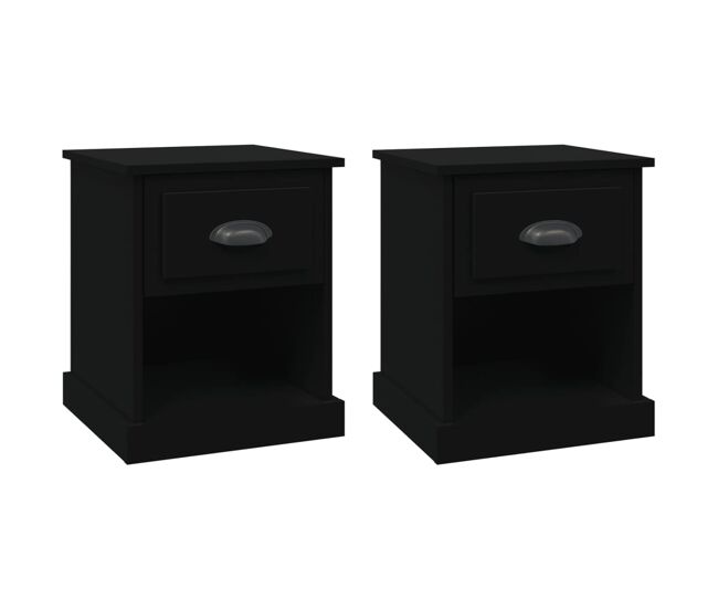 Vidaxl mesitas de noche 2 uds madera contrachapada negro 39x39x47,5 cm