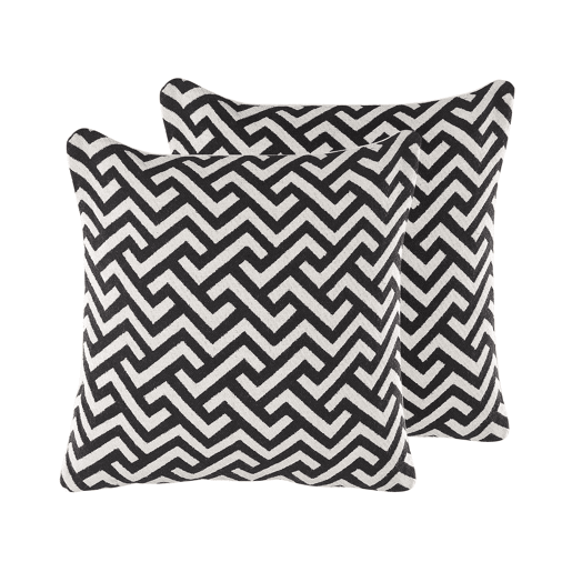 Conjunto de 2 almofadas decorativas SALIZAR Algodão 45 x 45 cm Preto Padrão geométrico