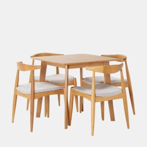 Conjunto de mesa 80x80 cm e 4 cadeiras de jantar Corzo Carvalho