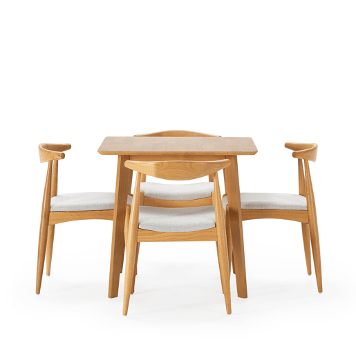 Conjunto de mesa 80x80 cm e 4 cadeiras de jantar Corzo Carvalho Conjunto de mesa 80x80 cm e 4 cadeiras de jantar Corzo Carvalho