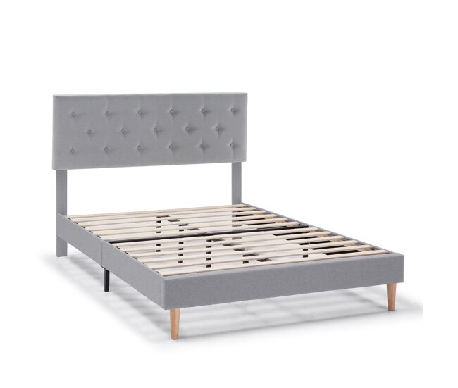 Estructura de cama tapizada rosi de 30 cm, 140x190 cm, gris claro