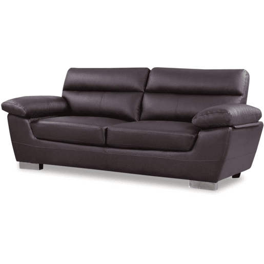 Sofá fixo em couro colado e PVC Dallas - 210 x 88 x 90 cm - 3 lugares - Chocolate