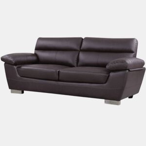 Sofá fixo em couro colado e PVC Dallas - 210 x 88 x 90 cm - 3 lugares - Chocolate