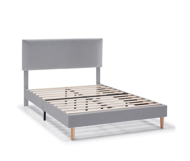 Estructura de cama tapizada lauren de 30 cm, 90x190 cm, gris claro
