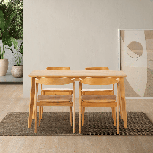 Conjunto de mesa 140x80 cm e 4 cadeiras de jantar Venus Carvalho Conjunto de mesa 140x80 cm e 4 cadeiras de jantar Venus Carvalho