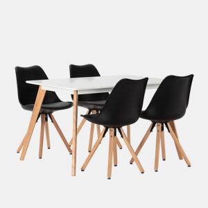 Conjunto de mesa 120x80 cm e 4 cadeiras de jantar Jeff pretas