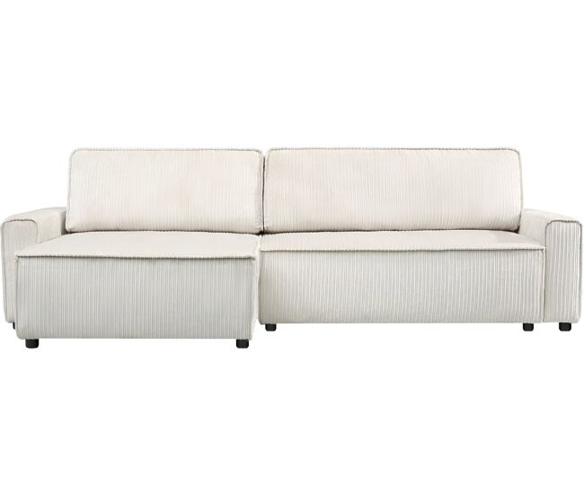 Sofá esquinero convertible y reversible de pana "Montaigne" - 3 plazas - Beige