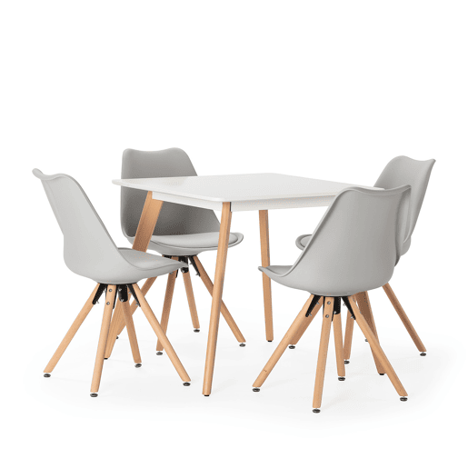 Conjunto de mesa 80x80 cm e 4 cadeiras de jantar Jeff cinza Conjunto de mesa 80x80 cm e 4 cadeiras de jantar Jeff cinza