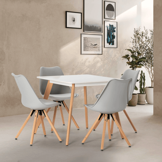 Conjunto de mesa 80x80 cm e 4 cadeiras de jantar Jeff cinza Conjunto de mesa 80x80 cm e 4 cadeiras de jantar Jeff cinza