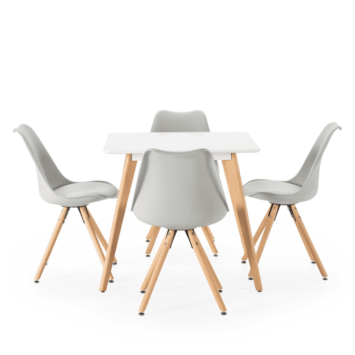 Conjunto de mesa 80x80 cm e 4 cadeiras de jantar Jeff cinza Conjunto de mesa 80x80 cm e 4 cadeiras de jantar Jeff cinza