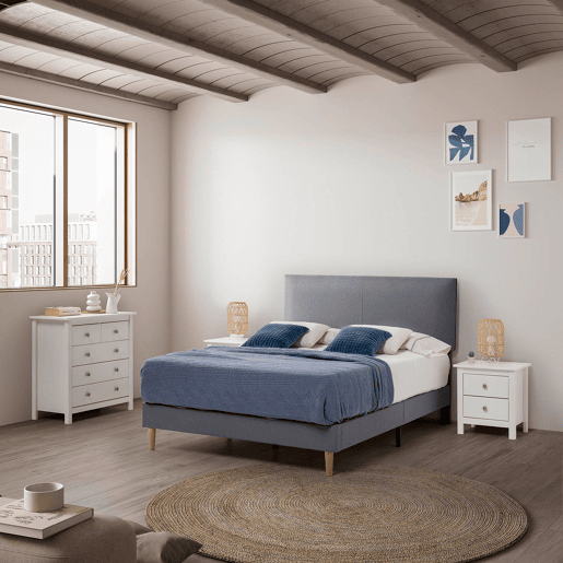 Cama estofada Lauren 30cm, 90x190cm, cinza escuro
