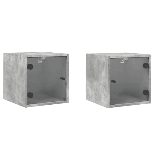 vidaXL Mesa cabeceira c porta vidro 2 pcs 35x37x35cm cinzento cimento