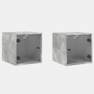 vidaXL Mesa cabeceira c porta vidro 2 pcs 35x37x35cm cinzento cimento