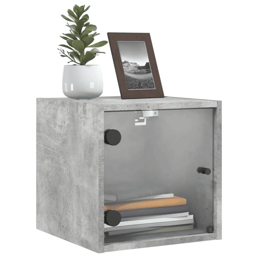 vidaXL Mesa cabeceira c porta vidro 2 pcs 35x37x35cm cinzento cimento