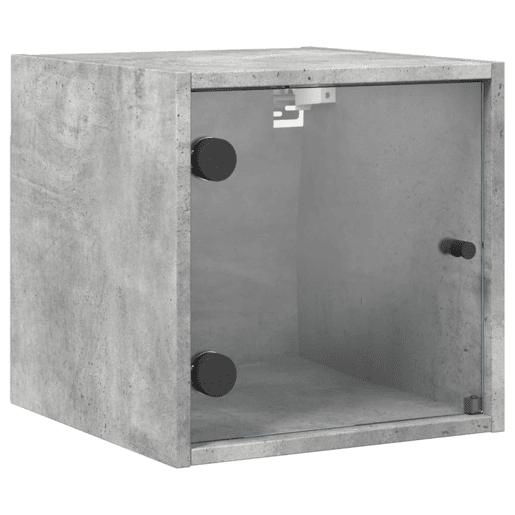 vidaXL Mesa cabeceira c porta vidro 2 pcs 35x37x35cm cinzento cimento