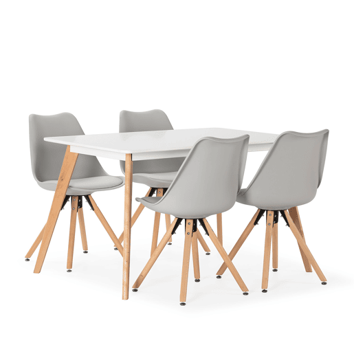 Conjunto de mesa 120x80 cm e 4 cadeiras de jantar Jeff cinza Conjunto de mesa 120x80 cm e 4 cadeiras de jantar Jeff cinza