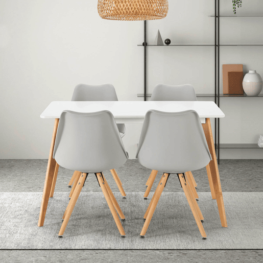 Conjunto de mesa 120x80 cm e 4 cadeiras de jantar Jeff cinza Conjunto de mesa 120x80 cm e 4 cadeiras de jantar Jeff cinza