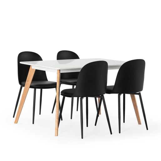 Conjunto de mesa 120x80 cm e 4 cadeiras de jantar Kana Preto