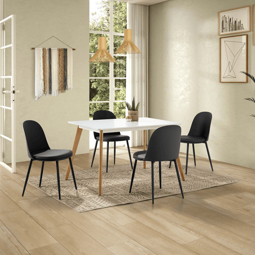 Conjunto de mesa 120x80 cm e 4 cadeiras de jantar Kana Preto