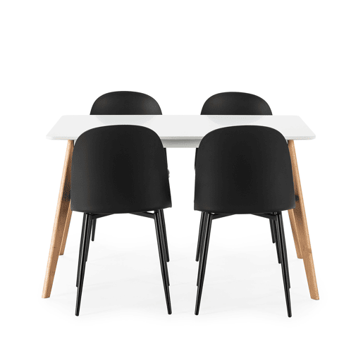 Conjunto de mesa 120x80 cm e 4 cadeiras de jantar Kana Preto