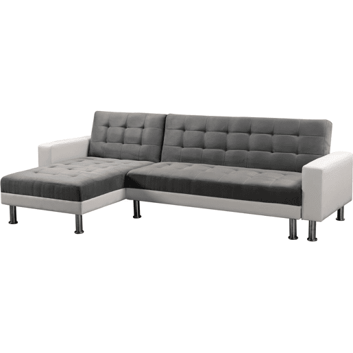 Sofá de canto conversível e reversível Theo - 258 x 82147 x 82 cm - 4 lugares - Branco  Cinza