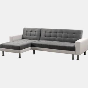 Sofá de canto conversível e reversível Theo - 258 x 82147 x 82 cm - 4 lugares - Branco Cinza