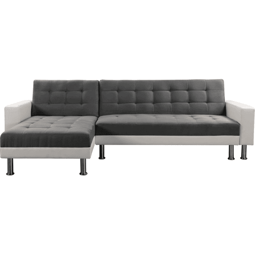 Sofá de canto conversível e reversível Theo - 258 x 82147 x 82 cm - 4 lugares - Branco  Cinza