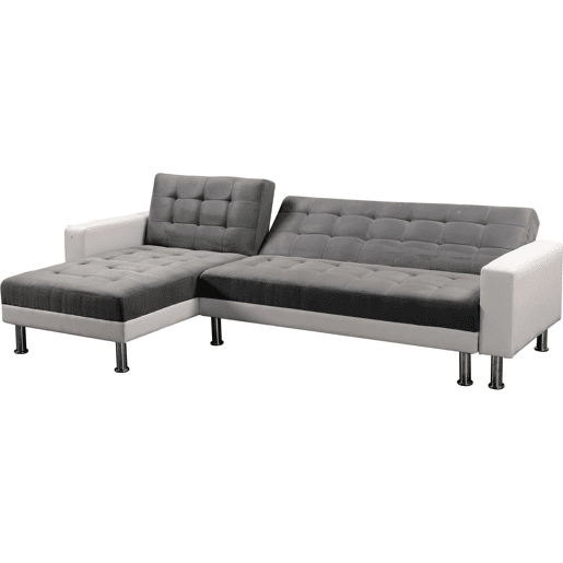 Sofá de canto conversível e reversível Theo - 258 x 82147 x 82 cm - 4 lugares - Branco  Cinza